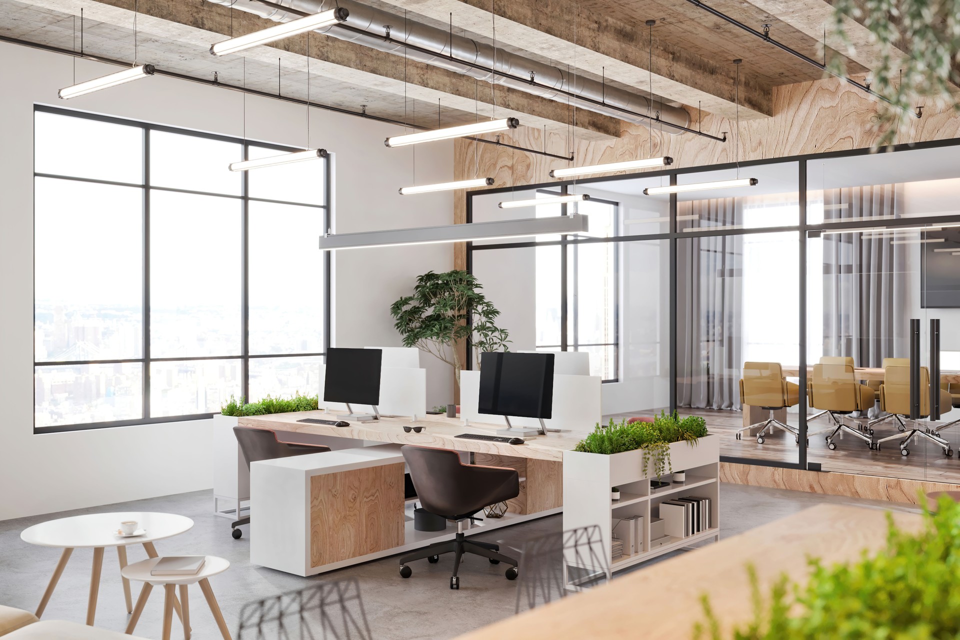 Modern open plan office space interior